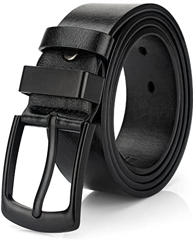 Maikun Black Leather Belts for Men,Casual Style for Golf and Work, Length115 cm