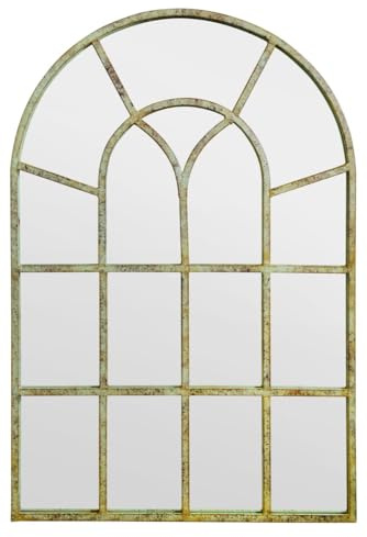 MirrorOutlet GM095 Miroir de Jardin Rustique en Forme d'arche en métal 90 cm x 60 cm Bronze