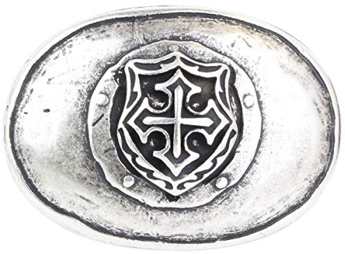 BELTINGER Gürtelschnalle Escutcheon 4,0 cm | Buckle Wechselschließe Gürtelschließe 40mm Massiv | LARP- und Mittelalter-Outfit | Silber