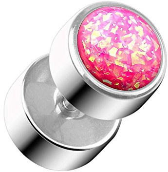 Piercingfaktor Ohrring Ohrstecker Fake Piercing Ohr Plug mit Opal Glitter