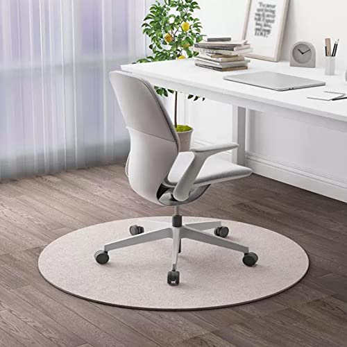 Bürostuhl Unterlage, Runde Bodenschutzmatte, Stuhlmatte, strapazierfähige, kratzfeste Polyester-Bodenmatte, rutschfeste TPE-Unterseite, Büro/Zuhause/Hotel ( Color : Beige , Size : 90CM/35.4IN )