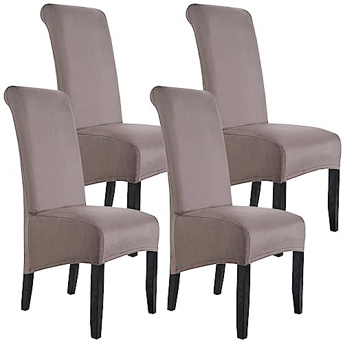 Stuhlhussen XL Wildleder Stretch Stuhlbezüge Groß Stuhlbezug Abnehmbare Waschbar Stühle Schutz (Kaffee,8 Stücke)
