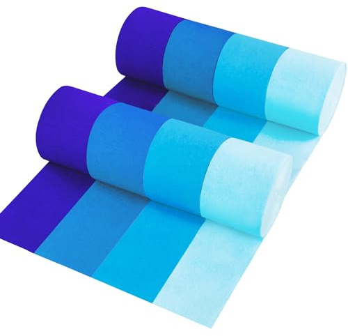 Party-Krepppapier-Luftschlangen, 8 Rollen in 4 Farben, Farbverlauf, Blau, 8 Stück 25 m Luftschlangen, Party-Dekorationen, Partyzubehör für Junggesellinnenabschiede, Hochzeit, Geburtstag, Babyparty