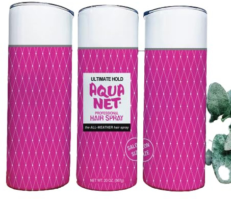 Tumbler Aqua Net Hair Spray Tumbler 20oz Skinny Straight Tumbler drinkware-with straw -water bottle -coffee mug cup travel tumbler (Pink)