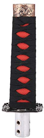 Eduuyvee Universal Samurai Messer Shift Knopf Shift Knot Knob Metall Schwarz + Rot 15Cm