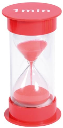 ATC Handels GmbH Sanduhr groß mit verschiedenen Zeitabläufen - von 30 Sekunden bis 30 Minuten - Maße: 12 x 6,5cm - Stundenglass, Zeituhr, Eieruhr, Stundenmesser, Zeitmesser mit Sand (rot, 1 min)