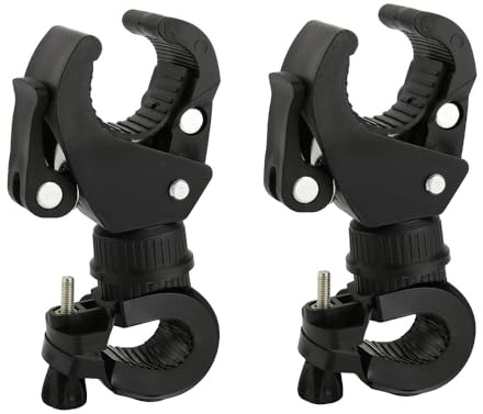 Fongmore 2 Pieces 360 Rotation Adjustable Bike Flashlight Mount Holder Quick Release Double Buckle Style Cycling Holder Torch Clip