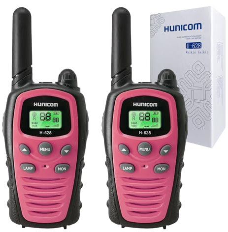 HUNICOM Walkie Talkies für Mädchen Frauen mit großer Reichweite - PMR 16 Kanäle Walki Talki Funkgeräte VOX mit Taschenlampe LED