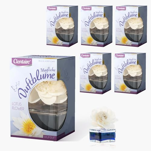 CLENTAIRE Duftblumen 6er Pack x 75 ml Lotus Flower - sinnlicher blumiger Raumduft, handgefertigte Papierblume auf Maniok, Raumdekoration