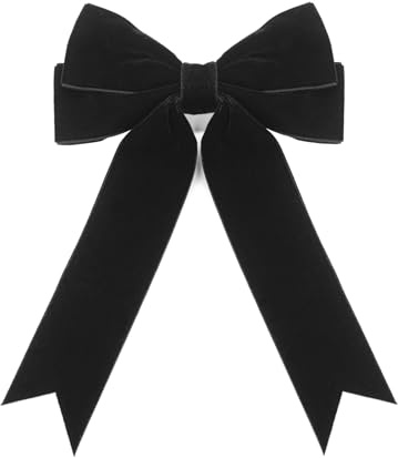 Desenda Handmade Velvet Bow Hair Clip - Large Satin Ribbon Hairpin Barrettes Fastener French Headband Elegant Hair Tie Vintage Accessories for Party Gift Girls Women - Black
