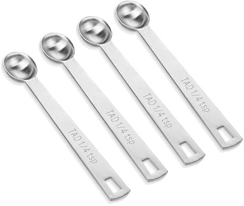 4 Stück einzelner Messlöffel, kleiner Messlöffel aus Edelstahl, Mini-Messlöffel(1/4 Teaspoon)