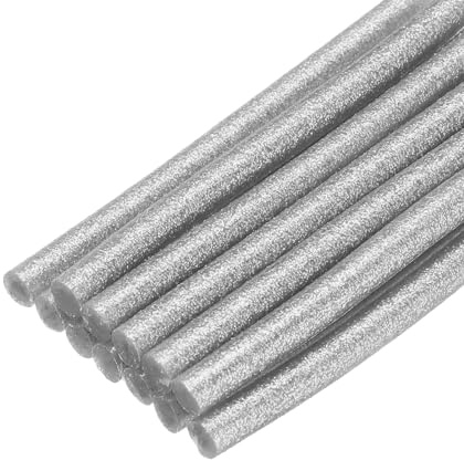 QUARKZMAN 12 Stück Heißklebesticks 7mm x 100mm Heißklebepistole Sticks Glitzer Silber, Glue Stick Heißkleber Klebesticks Heißklebestifte Klebestifte Bastelklebestifte für DIY Reparieren