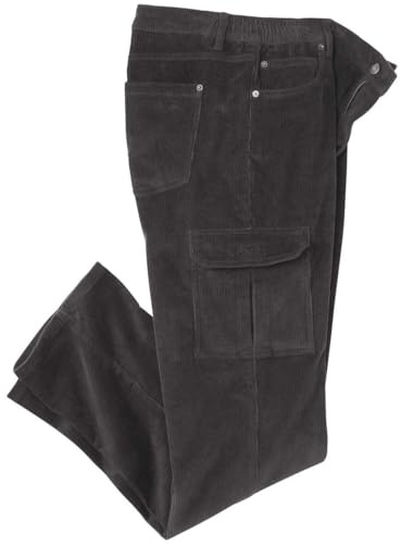 ATLAS FOR MEN - Pantaloni Cargo in Velluto a Coste Antracite - W48