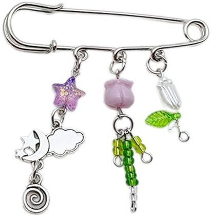 TWEW Modische Brosche mit Stern-Anhänger für Frauen und Mädchen, stilvolle Rosenblume, Anstecknadel, Tasche, Handtasche, Ornament, Kleidung, Broschen