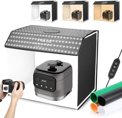 PULUZ Large Light Box, 24x16 inch Photo Studio Box, Photo Background Shooting Tents, Photography Light Tent, Portable Photo Studio Booth with 672 LED Lights & 4 Backdrop for Jewelry and Food Product