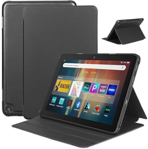 Fire HD 8 Tablet Hülle (12./10. Gen, 2024/2022/2020 Release),Nicht für iPad Samsung,Faltbarer Vorderseite aus Leder und Weich TPU Rückseite für Fire HD 8/Plus/Kids/Kids Pro Tablet, Auto Wake/Sleep.