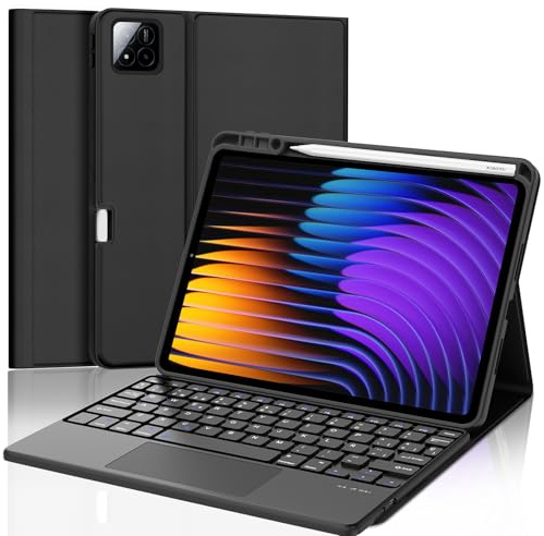 IVEOPPE Funda Teclado para Xiaomi Pad 8/8 Pro/Pad 7/7 Pro 11.2 con Touchpad, Trackpad Keyboard Bluetooth Recargable, [QWERTY Español Ñ] Magnético Desmontable Bluetooth con Soporte para Lápiz, Negro
