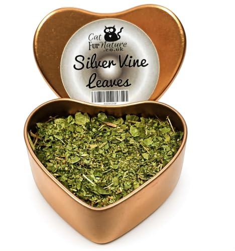 Cat FurNature - Silver Vine Leaves for cats in a heart tin (50ml)