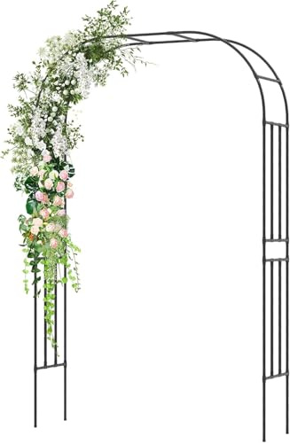 FANTASK Arco para Rosas de Metal, Arco de jardín para Plantas trepadoras, Rosas y Flores, Arco de Enrejado, Color Negro