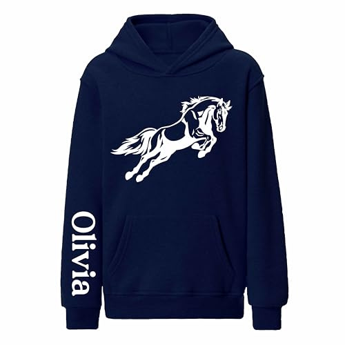Varsany Personalised Horse Hoodie Kids Horse Riding Jumper Girls Boys | Personalised horse riding hoodie for kids, girls and boys; a custom pony jumper for birthdays, riding days and gifts.