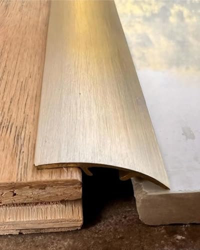Tira de Transición Listón de Transición de Madera a Baldosa Latón Cepillado, Listón de Acabado para Borde de Piso Laminado Umbral, Rampa de Unión de Huecos de Piso, Barra Divisoria Decorativa(10pcs,40