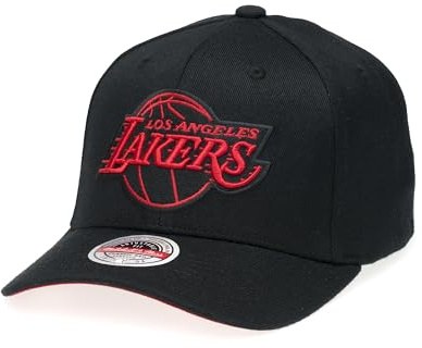 Mitchell & Ness NBA Inferno Classic Red Snapback Cap - LOS Angeles Lakers, Schwarz-Rot, verstellbar, Herren, Frauen, Kinder, Unisex, Frühling, Sommer, Herbst, Winter