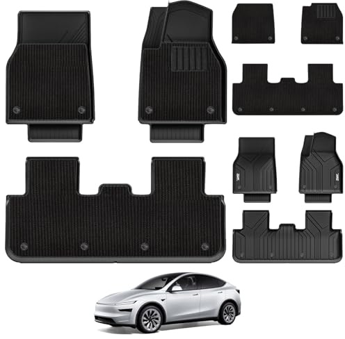 3W Double Layer Floor Mats Fit for Tesla Model Y Juniper Premium Performance New Standard 2025 2026, Thorex™ All Weather Dog Friendly Full Coverage liners with Carpets Custom Fit Accessories