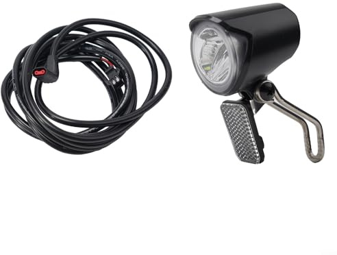 Faro per bicicletta elettrica Ebike | Faretto anteriore a LED | Lampada impermeabile per bici elettrica | Alimentatore 6-60 V W/staffa di montaggio nero (SM)