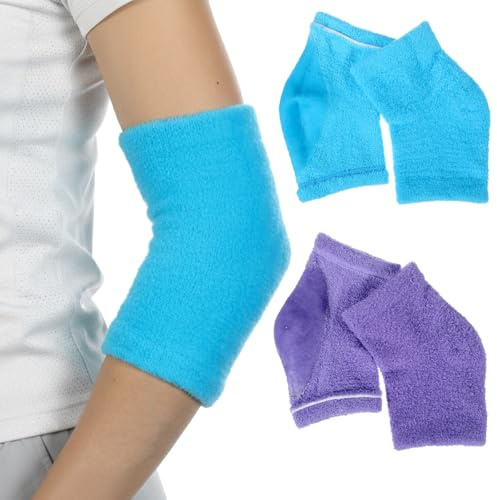 Classicseali 2 par gelbågsskydd, gelarmbågsskydd, sport armbågsbandage för vård av våta, sprickig, torr hud, hälstrumpor, armbågsärmar, blå och lila