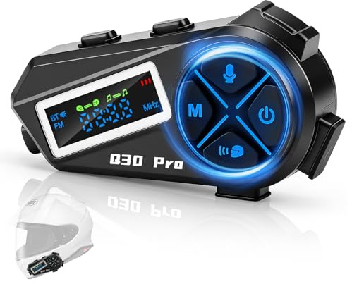 Avutrel Casque Audio Bluetooth, Intercom pour Casque Moto Bluetooth 5.4 avec Stéréo Hi-FI & Radio FM, IP65 Étanche, Communication 500m, Autonomie 18h - Compatible Tous Les Casques (Moto, Ski)
