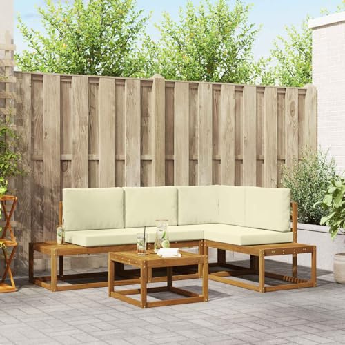 KKHOMEI Ecklounge Outdoor Holz Lounge Set Holz Gartenmöbel Set L Form Balkon Lounge Klein Balkon Ecklounge klein Gartenlounge Set Holz Balkonsofa