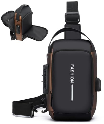KASESSS Sling Bag Crossbody, Chest Bag Multiple Pockets, Man Bags with a Combination Lock, Waterproof Anti Theft Bags, Chest Small Backpack for Running Workout Hiking Cycling Travelling Lightweight