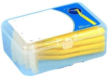 Interdentalborste låda med 20 L-formade interdentala borstar för tandrengöring (gul)