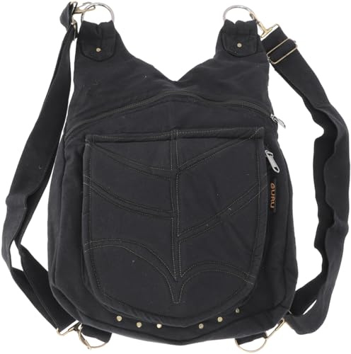 GURU SHOP Ethno Rucksack/Ethno Schultertasche, Unisex - Erwachsene, Schwarz, 30x30x13 cm
