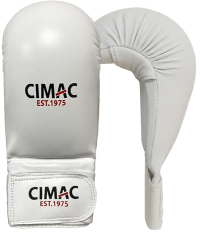 CIMAC Competition Karate Mitts without Thumb - Child, White - Protects Your Hands During Training and Sparring, Lightweight & Durable, with Injection-Moulded Foam Padding