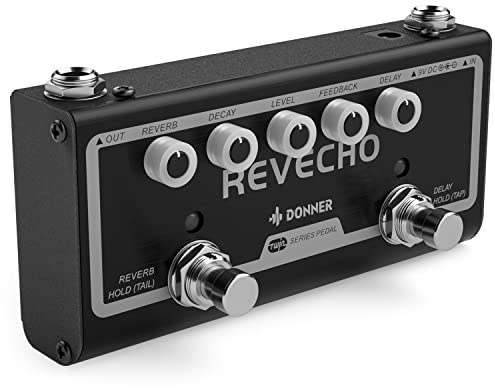 Donner Reverb Delay Pedal de Efecto de Guitarra, Revecho Pedal con 2 Modos Retardo y Reverberación, Multiefectos Pedal Guitarra
