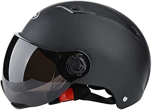 XDKJ Casco Mezzo Moto, Casco Moto Jet Certificato DOT Casco Moto Viso Aperto Uomo Donna Casco Scooter Estivo con Visiera Occhiali UV con Doppia Visiera (Color : E)