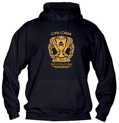 Felpa con Cappuccio Bambino Ragazzo Basic Top qualità Top vestibilità - Coppa Cobram Modello 2 - novità Fashion Divertenti Humor Youtuber New Bambina Made in Italy (Nero, 7-8 Anni)