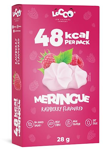LoCCo Meringhe Ipocaloriche al Lampone 48 kcal – Snack Croccante Senza Zucchero – Solo 1 kcal per porzione – Keto, Low Carb, Ricco di Fibre – Coloranti Naturali (28g)