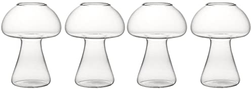 YARNOW 4PCS Creative Mushroom Cocktail Glasses Clear Glass Cocktail Cups Transparent Martini Wine Glasses for Home Bar Restaurant