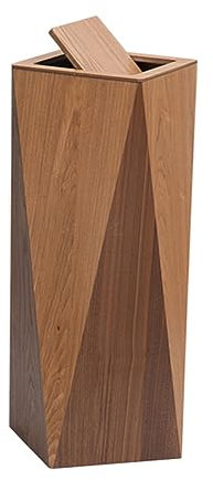 FIONEL Mülltonnen Kreativer Rhombus-Büro-Müllbehälter aus Holz mit Schwingdeckel und Innenfass. Abfallbehälter für den Innen- und Außenbereich Grosse Kapazität