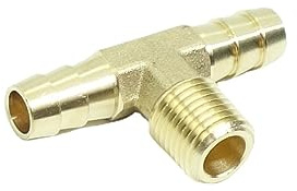 CDQBWKJGFJ 3/8 Barb x 3/8 Barb x 1/4 Male NPT Hose Barb Tee Fitting Brass Pipe T Barbed Connector 3 Way Adapter 1 Piece