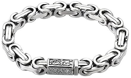 7mm Königsarmband 925 Sterling Silber Byzantinische Kette Armband Gliederkette mit Drachen Druckknopf Verschluss für Herren 18cm