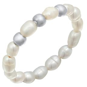 Elli Ring Damen Beads Trend mit Süßwasserzuchtperlen in 925 Sterling Silber Vergoldet