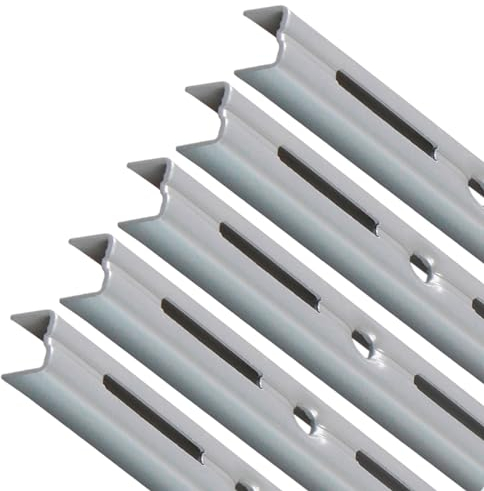 PRIOstahl Wandschienen für Regalträger - 5 x Schienen | 1-reihig | Länge: 2000 mm | Silber | Wandhalterung zur flexiblen Montage von Regalsystemen Regalhalter Regalbodenträger Wandregal aus Stahl