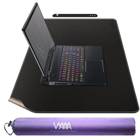 VYAAA Schreibtischunterlage, 90 x 50cm PU Leder und Kork Mauspad, Schwarz | Schreibtisch Unterlage, Tischunterlage, Multifunktionales Große Mousepad Schreibtisch Organizer für Büro & Home office