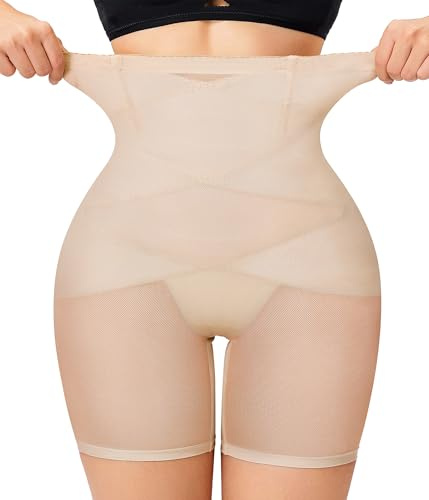 KUMAYES Fajas Reductoras Mujer Adelgazantes Braguitas Moldeadoras Cintura Alta Invisible Faja Sin Costuras Control de Barriga Body Shaper (XL, Beige)