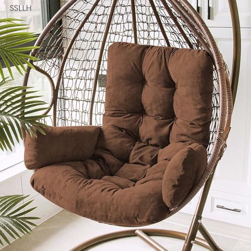 SSLLH Suspendu Hamac Chaise Coussins, Coussin Fauteuil Suspendu Exterieur, Chaise D'oeuf Suspendu Coussin de Rechange, Lavable Coussin de Chaise Suspendue(Brun)