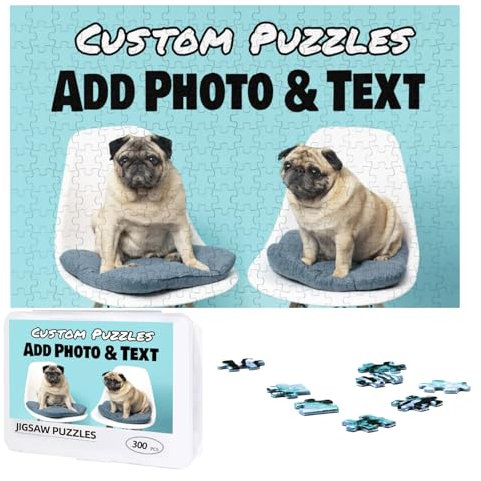 Personalised Jigsaw Puzzle Add 1 to 10 Photos Custom Wooden Puzzles 300, 500, 1000 Pieces Customised Picture Name Text Puzzle Frames Birthday, Wedding, Graduation, Festivals for Women Men, 300 pcs