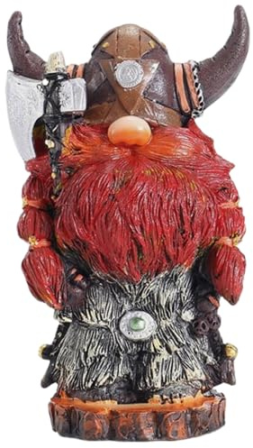 Nain de jardin en résine de 19,1 x 11,9 x 8,1 cm - Décoration viking en résine avec geste cool et expression - Décoration nordique pour nains de jardin et amateurs de viking